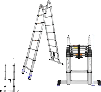 Immagine prodotto di Scala telescopica, 15 gradini, altezza estensibile, 5M