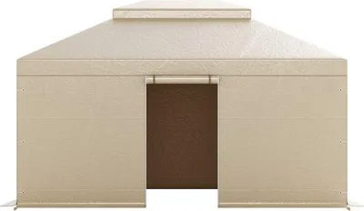 Produktbild von Winterhütte-Abdeckung für 12 x 16 ft Hartdachhütten, alle Wetterzonen doppelwandige Abdeckung mit Seitenwänden und Gitterfenstern, dauerhafte PE-Hülle für Außenunterstände, Hüttenrahmen nicht inbegriffen