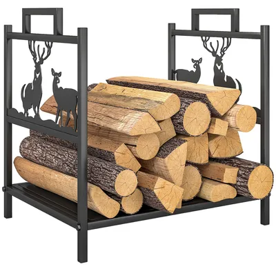 Productafbeelding van Binnenhoutrek, 42,5 x 33,5 x 43 cm, metalen houtrek voor open haarden en kachels, zwart