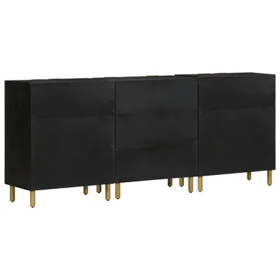 Image de Buffets 3 pcs noir bois d'ingénierie