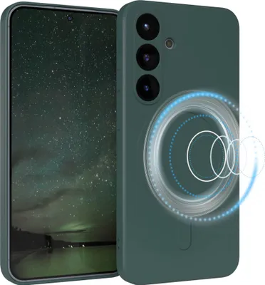 Produktbild von EAZY CASE - Silikonhülle magnetisch für Samsung Galaxy S25, Hülle Silikon, weich stoßfeste Magnet Handyhülle, Schutzhülle mit Kameraschutz, TPU Bumper in Grün