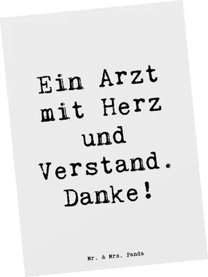 Produktbild von Mr. & Mrs. Panda Postkarte Spruch Arzt mit Herz - Weiß - Geschenk, Danke sagen, Ansichtskarte, Postkarten, Grußkarte, Dankeschön, liebevoller, Ansichtskarten, bildkarte