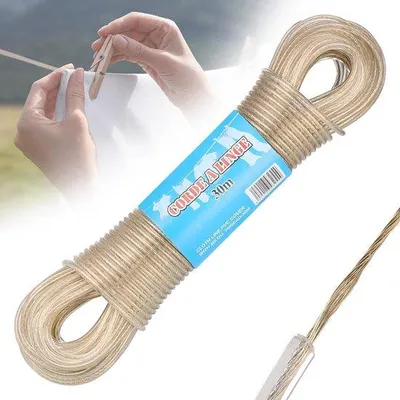 Produktbild von Flexiblere, sterkere, stalen kern, 30 m lange, 120 kg draagvermögen, scheur- und rostfeste Drahtseil, für Garten, Camping und Outdoor.
