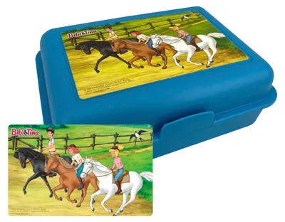 Produktbild von Bibi & Tina Brotdose - Pferde Lunchbox Butterbrotdose mit Trennwand Blau