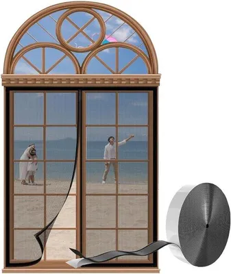 Productafbeelding van Magnetisch Raamscherm - Insectenhor - Frisse Lucht - Boren Niet Nodig - 65x135cm - Zwart