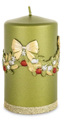 Produktbild von Grüne Paraffin-Weihnachtskerze 14x8x8 cm