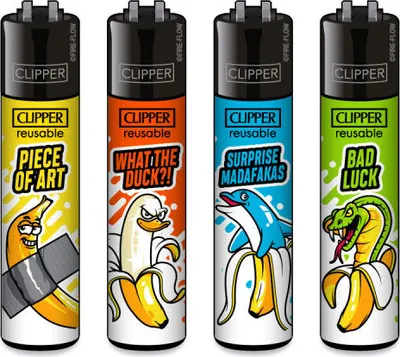Produktbild von Clipper Reibradfeuerzeuge Bananas, 4 Stück
