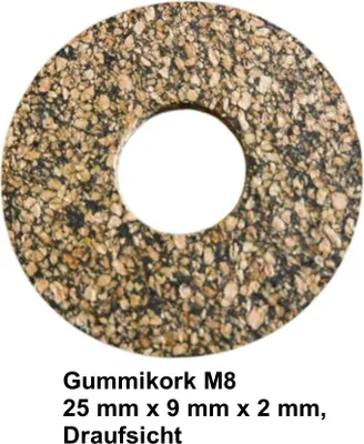 Produktbild von 50 Stück Gummikork M8 25 mm x 9 mm x 2 mm