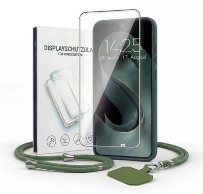 Produktbild von Handyhülle für Samsung Galaxy A27 5G mit Handykette und 9H Displayglas Displayschutz Band Kordel Hülle Case Schutzhülle Grün
