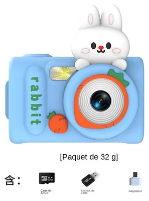 Obrázek produktu pro Mini dětská kamera – kamera v přívěsku na klíče – 1080p – fotografie a videa s filtry – paměťová karta 32 GB – pevné zaostření – modrá