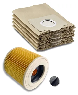 5 Papierfilterbeutel + 1 Patronenfilter für Kärcher WD2-WD3