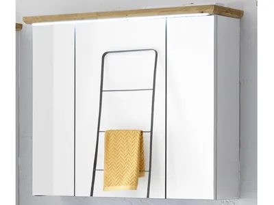 Produktbild von Spiegelschrank Wandschrank Badschrank Hängeschrank Spiegel Badmöbel "Tomlin I" Weiß / Artisan Eiche