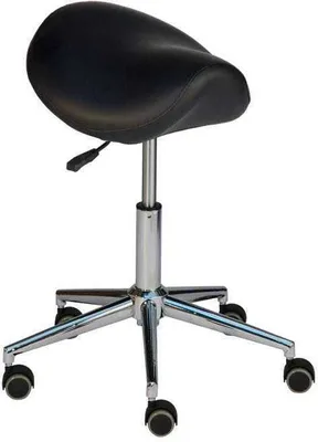 Produktbild von Rollhocker mit Sattelsitz und verchromten Fußkreuz schwarz