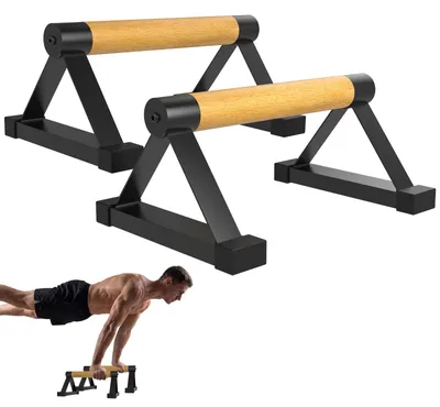 Immagine prodotto di Parallette push-up bars - Legno con struttura in metallo - 2 pezzi - 150 kg - Antiscivolo