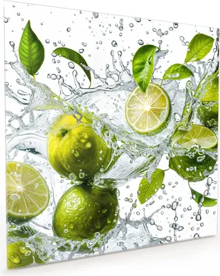 Produktbild von Küchenrückwand Spritzschutz Glas mit Motiv Zitrusfrucht Spritzer 40 x 40 cm