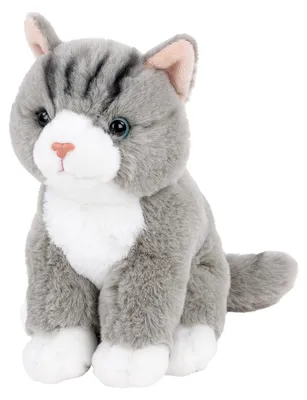 Produktbild von Kuscheltier Katze grau getigert sitzend 23 cm Plüschkatze
