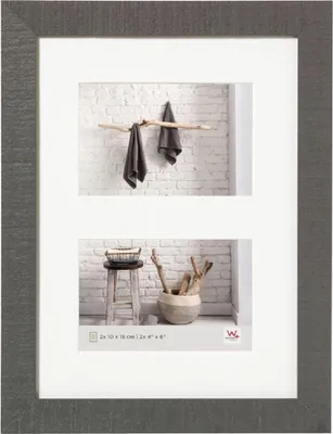 Image de Cadre photo en bois Walther, modèle "Home", pour 2 photos de 10x15 cm, couleur gris