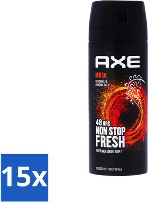 Produktbild von Axe - Deodorant Bodyspray - 48 Stunden Non Stop Fresh - Moschus - Patchouli & Fougere - 150 ml - Vorteilspack - 15 Stücke
