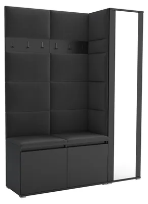 Produktbild von Garderobe LUTON 7 BLACK 16 - Farbe: schwarz, moderne Garderobe 40x145x186 cm, funktionelle Lösung für den Flur, Garderobe, Möbel für den Flur,
