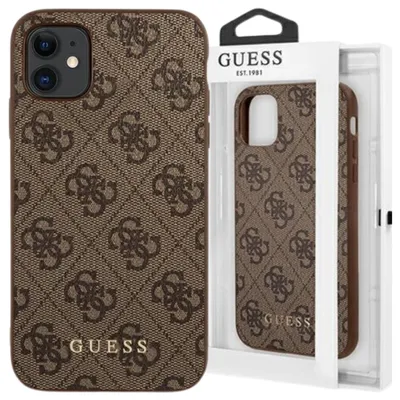 Immagine prodotto di Guess Guhcn61G4Gfbr Iphone 11 / Xr 6,1Brązowy/Brown Custodia rigida 4G metallo oro Logo
