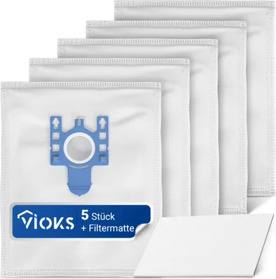 Produktbild von 5x Filterbeutel Filtervlies passend wie Miele 9917730 + 1x Filtermatte TypG/N für Staubsauger
