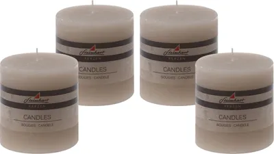 Produktbild von 4er Set Adventskranzkerzen "Raureif" Taupe 100/98 mm