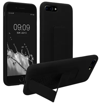 Produktbild von kwmobile Handyhülle für Apple iPhone 7 Plus / iPhone 8 Plus Hülle - TPU Silikon Case mit Fingerhalter und Stand - Schutzhülle Cover in Schwarz