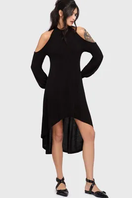 Produktbild von KIHILIST by KILLSTAR Mittellanges Kleid Damen Kihilist Obsidienne Cold Shoulder Dress schwarz S