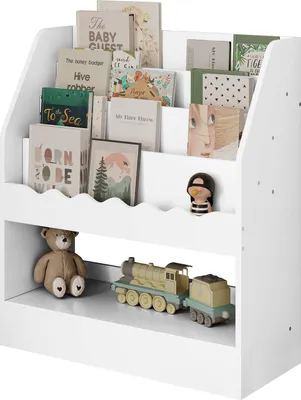 Produktbild von WOLTU Kinderbücherregal, Weiß, 70x80x30 cm, 5 Fächer, MDF E1, Treppenförmig, mit Kippsicherung und abgerundeten Ecken