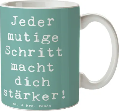 Produktbild von Mr. & Mrs. Panda Tasse Spruch Angst überwinden - Meeresbrise - Geschenk, Selbstvertrauen, Trost, Mut, Mutmacher, Zuversicht, Vertrauem, Kaffeetasse, Teetasse, Becher