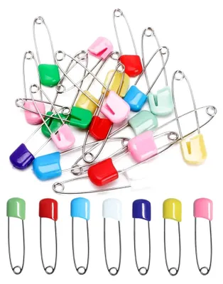 Produktbild von 50 Sicherheitsnadeln, 5,5 cm, bunte Windelnadeln mit Verschluss, zum Nähen und Basteln