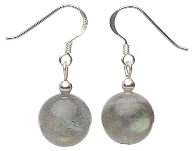 Produktbild von Ohrringe Ohrhänger aus echtem Labradorit & 925 Silber grau mit blau-grün Damen