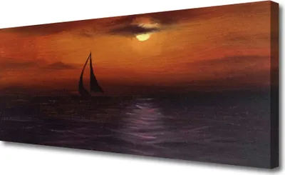 Produktbild von Tulup Leinwand-Bilder 125x50 Wandbild Canvas Kunstdruck Meer Boot Landschaft