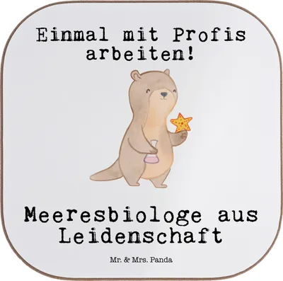 Produktbild von Mr. & Mrs. Panda Untersetzer Meeresbiologe Leidenschaft - Weiß - Geschenk, Studium, Witzig, Glas, für Gläser, Lustig, Spruch, Holzuntersetzer, gläseruntersetzer, Coaster