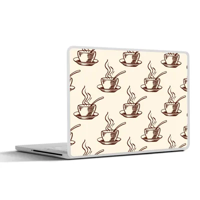 Produktbild von MuchoWow® Laptop Aufkleber Sticker Cover Muster - Vintage - Kaffee 25x18 cm - Laptop-Deko