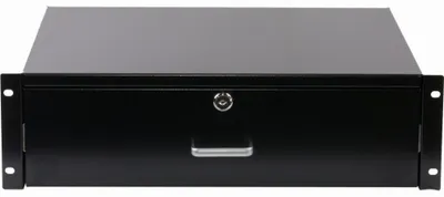 Produktbild von Rockstable 3 HE 19" Abschließbare Schublade - Schubladeneinheit - Schwarz - Stahl - 3U - Oval - 48,3 cm (19")