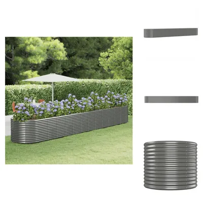 Image de vidaXL Jardinière surélevée grise, 554x100x68 cm, en acier avec revêtement en poudre - Pots de fleurs et jardinières