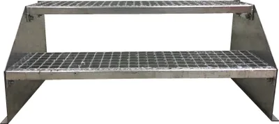 Produktbild von 2 Stufen Standtreppe Modell 1 Treppe Stahltreppe freistehend Breite 70 cm Höhe 42 cm verzinkt ohne Geländer