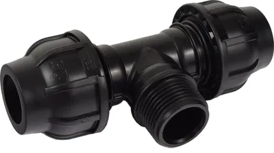 Produktbild von Agora-Tec®  PE-Fitting T-Stück 25 mm x 1 Zoll AG (33,3 mm) x 25 mm für PE-Rohr 25 mm SCHWARZ