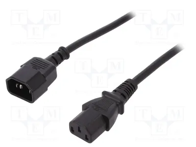 Immagine prodotto di 1 cavo nero IEC C13, con connettore IEC C14 maschio, lunghezza 1,2 metri, 10A, modello AK-440201-012-S, per computer