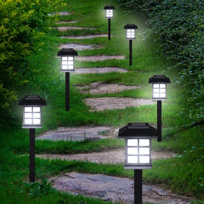 Image de DEUBA® Set de 6 lampes solaires piquet pour jardin 8h autonomie lumière extérieur LED avec interrupteur crépusculaire