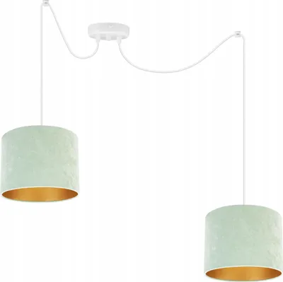 Produktbild von Elegante Spinnen-Hängelampe, Goldener Samt-Lampenschirm