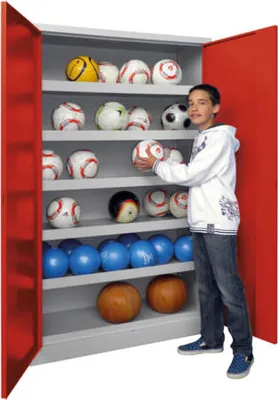 Produktbild von Ballschrank - Vollblechtüren - 5 Böden - 1.950x1.500x500 mm (HxBxT) - anthrazitgrau/enzianblau