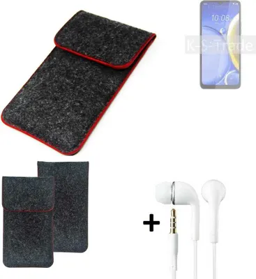 Produktbild von K-S-Trade Handy Schutz Hülle kompatibel mit HTC Wildfire E Plus Schutzhülle Handyhülle Filztasche Pouch Tasche Case Sleeve Filzhülle dunkelgrau