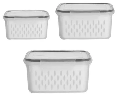 Produktbild von Kühlboxen für Gemüse und Obst – Set aus 3 stapelbaren Behältern mit Deckel
