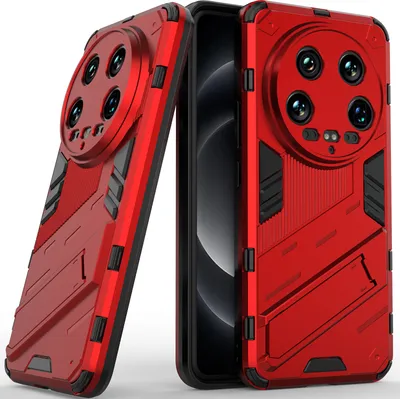Produktbild von Armor Hülle für Xiaomi 14 Ultra, Hybrid PC TPU Bumper Stoßfestes Schutzhülle mit Standfunktion Rot