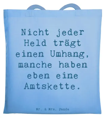 Produktbild von Mr. & Mrs. Panda Tote Bag Spruch Bürgermeister Held - Sky Blue - Geschenk, Wertschätzung, Shopping Tasche, Jutebeutel, Beruf, Berufe, Stadtverwaltung, Gemeinschaft
