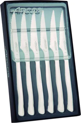 Produktbild von Messerset Lenden  Arcos de Mesa 378000 Monoblock aus einem Stück Edelstahl, Klinge 10 cm im Etui 6 Stück