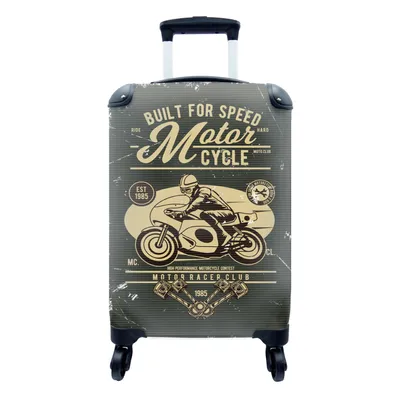 Produktbild von MuchoWow® Koffer Handgepäck Trolley Rollkoffer Kleine Reisekoffer mit 4 Rollen - Motorrad - Mann - Retro - Cabin Size < 55x40x23 cm & 55x40x20 cm - Fotokoffer - Kabinenkoffer - Boardgepäck - Reise-Box - Reisekoffer - Reisegepäck - Koffer mit Bild - Trolley für Kinder