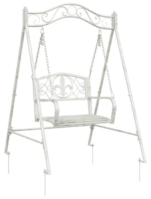 Produktbild von vidaXL Schaukelbank Stahl 113 x 121,5 x 168 cm Antik Weiß